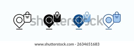 Shop Local Icon Sheet Multiple Style Collection Isolated Vector