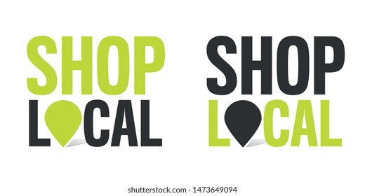 Shop local isolated on white banner