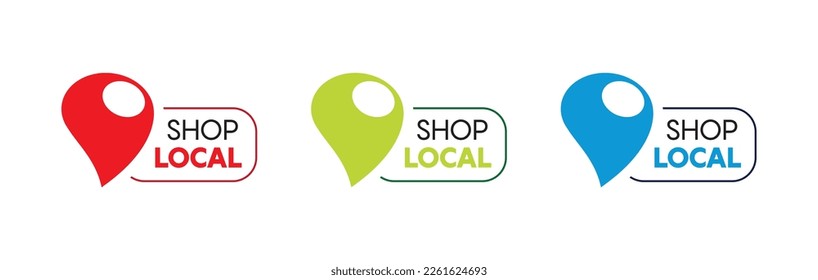 Shop local with location pin. Vector illustration.