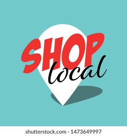 Shop local on green background