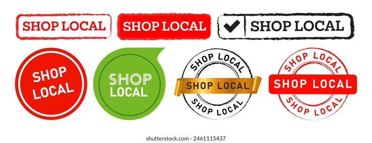 shop local rubber stamp label sticker sign for business locally trade market commerce