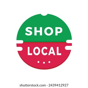 Shop local sign, red sticker for banner flat style. Vector design template.