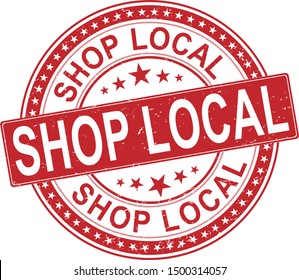 Shop Local Small Business Rubber Stamp on white background