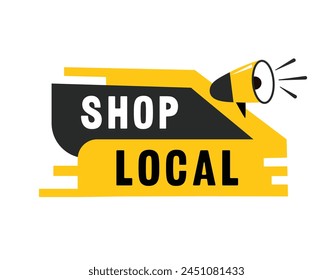 Shop local speech bubble icon flat style. Banner design for business, marketing. Vector label.