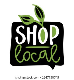 Shop Local - Support Local Business, Buy Local Products. Flat Vector Illustrations On White Background. Element For Labels, Stickers Or Icons, T-shirts Or Mugs. Healthy Food Design. Go Healthy.