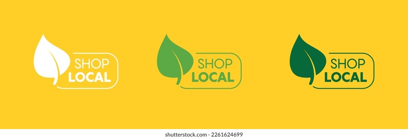 Shop local - Support local business, buy local products. Flat vector illustrations on white background. Element for labels, stickers or icons, t-shirts or mugs. healthy food design. Go healthy. 10eps.