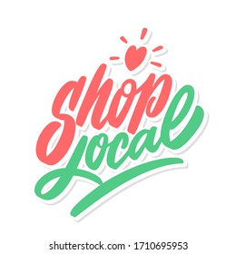 Shop local. Vector lettering banner.