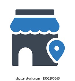 shop location glyph colour vector icon