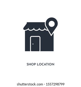 shop location icon. simple element illustration. isolated trendy filled shop location icon on white background. can be used for web, mobile, ui.