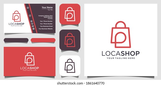 Compra de diseños de logotipos de localización Plantilla, bolsa combinada con mapas de pines.