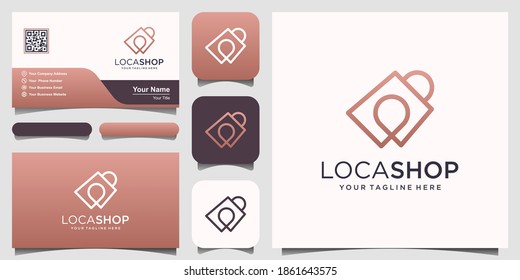 Shop Location Logo designs Template, bag combined with pin maps.