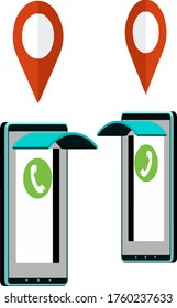 Shop location on smartphone,vector photo.