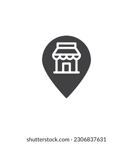 Shop location pin icon representing physical store locations. Enhance user interaction with this shop location pin icon on your ecommerce platform.