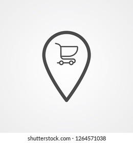 Shop location pin vector icon sign symbol