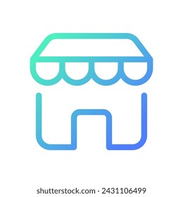 Shop location pixel perfect gradient linear ui icon. Grocery store. Retail business. Find place on map. Line color user interface symbol. Modern style pictogram. Vector isolated outline illustration