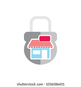 Shop Lock Logo Icon Design