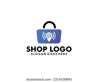 logotipo de tienda con icono de bolsa para el comercio electrónico y el logotipo de tienda