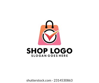 Shop-Logo mit Taschen-Symbol für den elektronischen Handel und Logo für den Laden