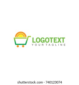  shop logo company shopping logo, with icon shopping bag and shopping cart with color that stimulate shopping.