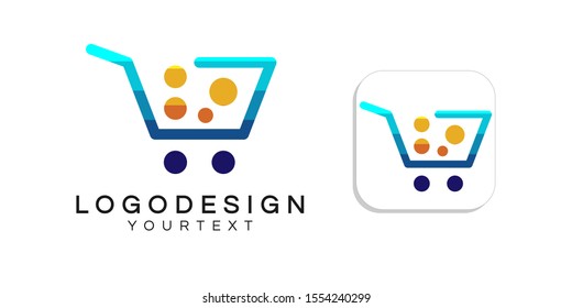 shop logo design. icon app smartphone color full
