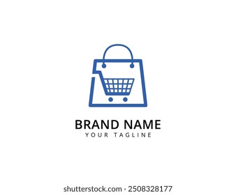 Shop logo design. Shopping cart logo and shopping bags logo icon vector