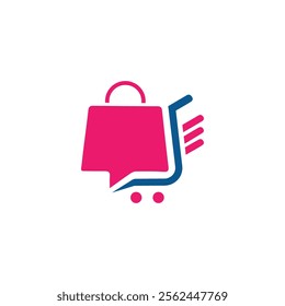 Shop logo design. Shopping cart logo and shopping bags icon vector. Shopping Logo Design Template. Online Promotion Marketing Shopping. bag icon, basket symbol, trolley logo for shop