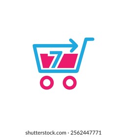 Shop logo design. Shopping cart logo and shopping bags icon vector. Shopping Logo Design Template. Online Promotion Marketing Shopping. bag icon, basket symbol, trolley logo for shop