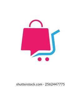 Shop logo design. Shopping cart logo and shopping bags icon vector. Shopping Logo Design Template. Online Promotion Marketing Shopping. bag icon, basket symbol, trolley logo for shop