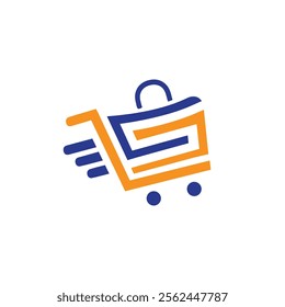 Shop logo design. Shopping cart logo and shopping bags icon vector. Shopping Logo Design Template. Online Promotion Marketing Shopping. bag icon, basket symbol, trolley logo for shop