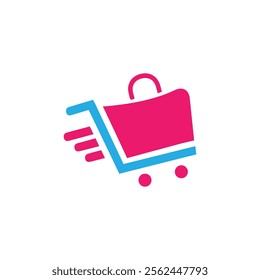 Shop logo design. Shopping cart logo and shopping bags icon vector. Shopping Logo Design Template. Online Promotion Marketing Shopping. bag icon, basket symbol, trolley logo for shop