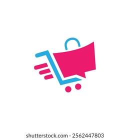 Shop logo design. Shopping cart logo and shopping bags icon vector. Shopping Logo Design Template. Online Promotion Marketing Shopping. bag icon, basket symbol, trolley logo for shop