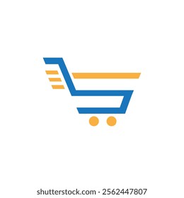 Shop logo design. Shopping cart logo and shopping bags icon vector. Shopping Logo Design Template. Online Promotion Marketing Shopping. bag icon, basket symbol, trolley logo for shop