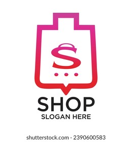 Shop logo design simple concept Premium Vector