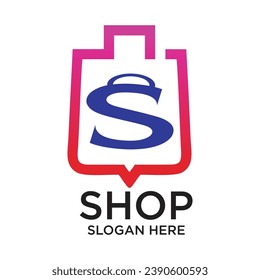 Shop logo design simple concept Premium Vector