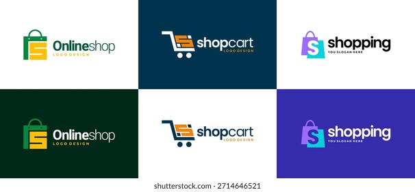 shop logo design vector template. shopping logo design collection