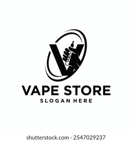 shop logo. E-cigarette shop logo. design for future e-cigarette and logo.