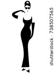 shop logo fashion woman,  silhouette diva minimalist Audrey vector isolated on white background 