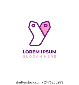 Shop logo with the initial Y combined with the price tag symbol for a linear style shop logo