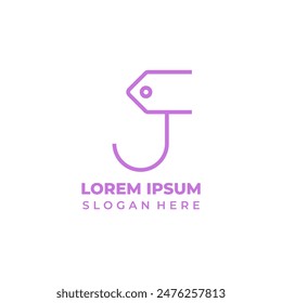 Shop logo with the initials J combined with the price tag symbol for a linear style shop logo