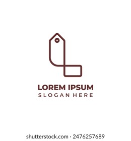 Logotipo de la tienda con las iniciales L combinadas con el Precio de la etiqueta para un logotipo de la tienda de estilo lineal