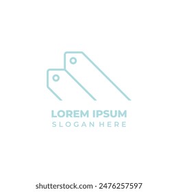 Shop logo with the initials M combined with the price tag symbol for a linear style shop logo