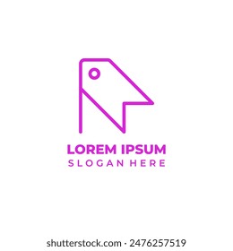 Logotipo de la tienda con las iniciales N combinadas con el símbolo de la etiqueta de Precio para un logotipo de la tienda de estilo lineal