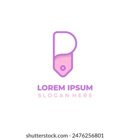 Shop logo with the initials P combined with the price tag symbol for a linear style shop logo