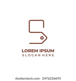 Shop logo with the initials S combined with the price tag symbol for a linear style shop logo