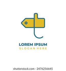 Logotipo de la tienda con las iniciales T combinadas con el símbolo de la etiqueta de Precio para un logotipo de la tienda de estilo lineal