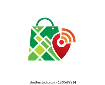 Shop Logo with Maps, Template, Symbol, Icon