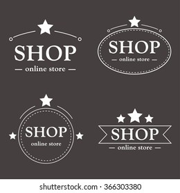 Shop logo set. Modern shop emblems collection. Contemporary logo design elements. Online store logo. Online shop logotype. Vector illustration. 