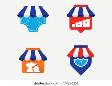 Shop Logo Set Template Design Vector, Emblem, Design Concept, Creative Symbol, Icon