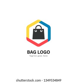 Shop logo template design. Shop logo with modern frame isolated on white background