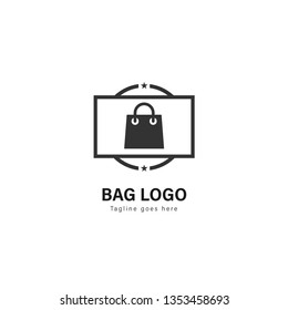 Shop logo template design. Shop logo with modern frame isolated on white background